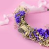 Blue Flower Headband Close Up Close up of Flores and Blooms blue dried flower crown. Luxury white, blue and navy preserved flower crown. Everlasting rustic boho floral headpiece for weddings, brides, bridesmaids and even festivals. Handmade headband