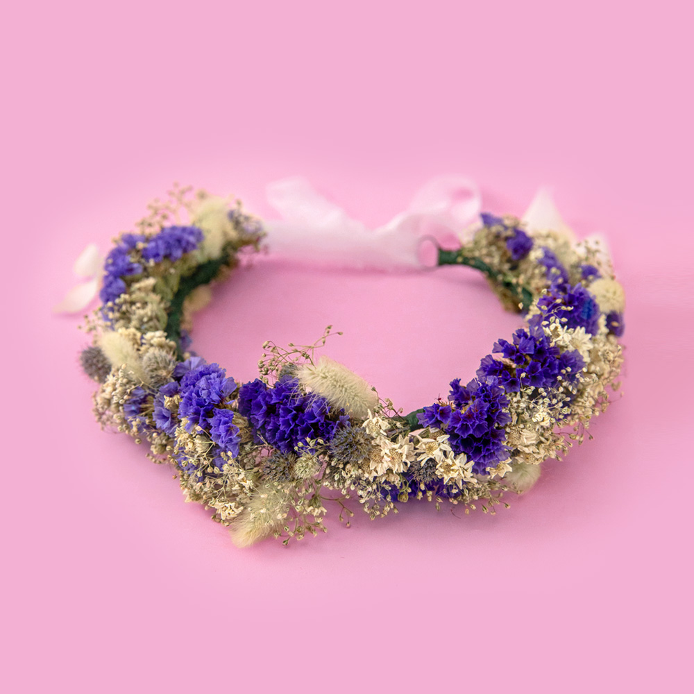 Blue dried flower crown. Luxury preserved flower crown. Everlasting rustic boho floral headpiece for weddings, brides, bridesmaids and even festivals. Handmade headband