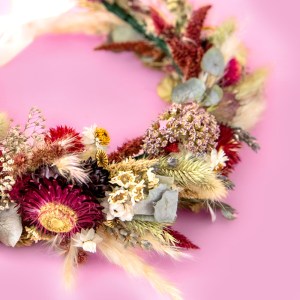 Red dried flower crown. Luxury preserved flower crown. Everlasting rustic boho floral headpiece for weddings, brides, bridesmaids and even festivals. Handmade headband