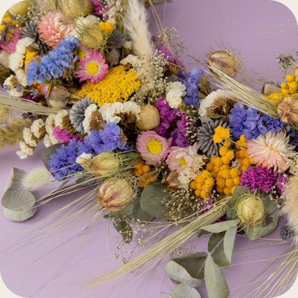 dried flower wreath Colourful Spring Wildflower Dried Flower Wreath