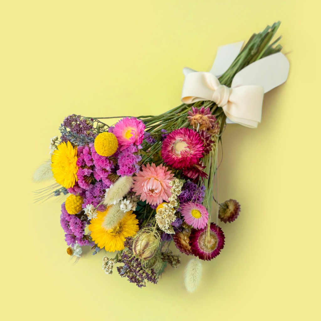 Pink and Yellow Dried Flower Bouquet