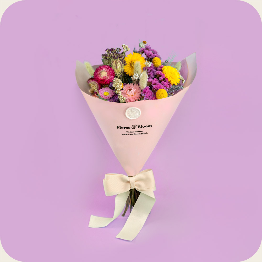 Dried flowers. Preserved floral bouquet for birthdays, celebrations and special occasions. Bright coloured flowers. Perfect gift ideas for her