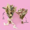 Dried Wedding Bouquet Dried Wedding Bouquets. Bridal and matching bridesmaid bouquets with preserved white, ivory and neutral dried flowers and soft light-pink accents, tied with a gorgeous ivory ribbon