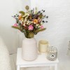 Blush Dried Flower Bouquet Blush pastel dried flower bouquet featuring preserved pink, white, blue and orange blooms, perfect for styling living rooms, bedrooms, offices and modern home décor. UK grown dried flowers