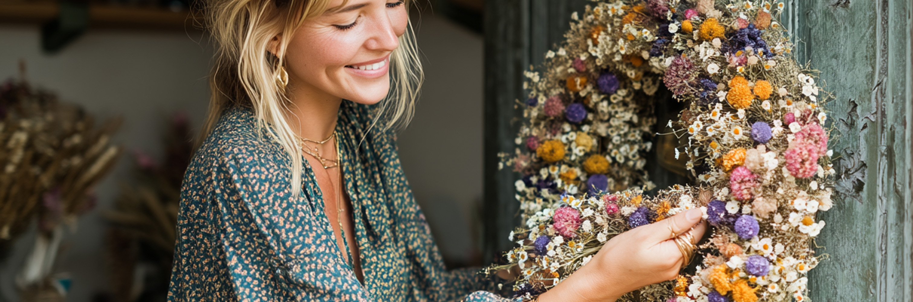 Dried flower wreath tutorial. Dried Flowers Privacy Policy banner